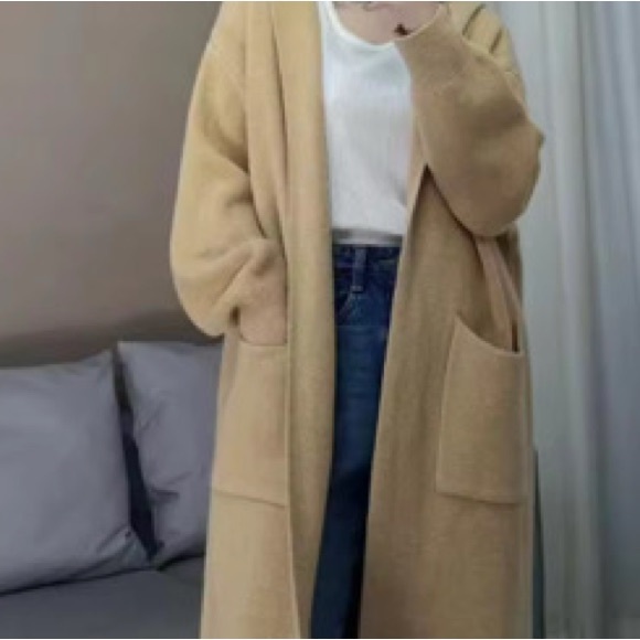 5432. Maxi length cardigans hooded long pocketed soft - Picture 1 of 4